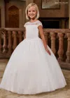 Rachel Allan Rb9171 Flower Girl Long Ball Gown Glitter Applique Dress In Animal Print
