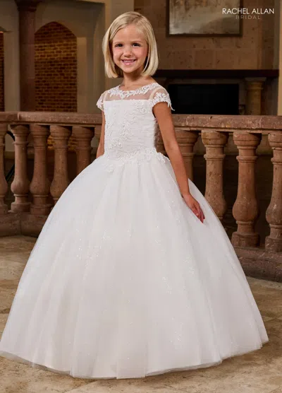 Rachel Allan Rb9171 Flower Girl Long Ball Gown Glitter Applique Dress In Animal Print