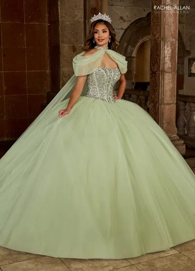 Rachel Allan Rq1130 Long Beaded Quinceanera Ball Gown In Green