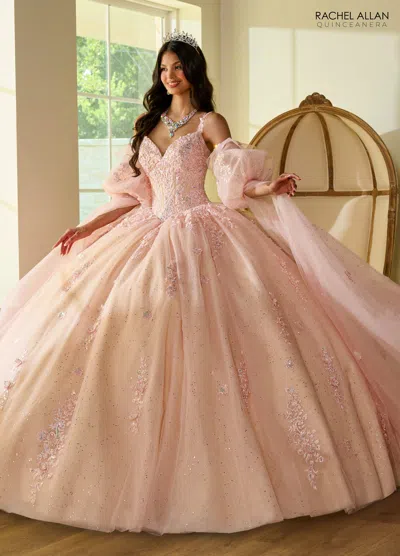 Rachel Allan Rq1133 Quinceanera Long Glitter Ball Gown In Pink