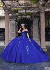 Rachel Allan Rq1170 Long Glitter Quinceanera Dress In Blue