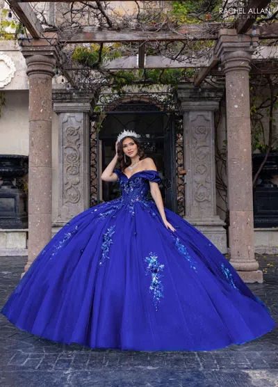 Rachel Allan Rq1170 Long Glitter Quinceanera Dress In Blue
