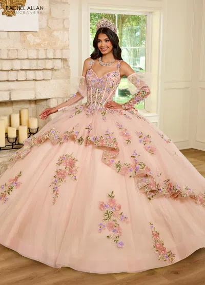 Rachel Allan Rq2182 Quinceanera Detachable Sleeve Long Ball Gown In Multi