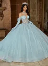 Rachel Allan Rq2183 Quinceanera Glitter Long Ball Gown In Blue
