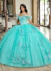 Rachel Allan Rq2186 Long Quinceanera Feather Ball Gown In Blue