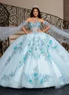 Rachel Allan Rq2216 Ball Gown Glitter Long Floral Quinceanera Dress In Multi