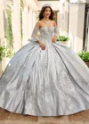 Rachel Allan Rq2217 Beaded Ball Gown Long Quinceanera Dress In Silver