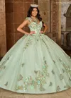 Rachel Allan Rq3125 Ombre Quinceanera Floral Applique Ball Gown In Green
