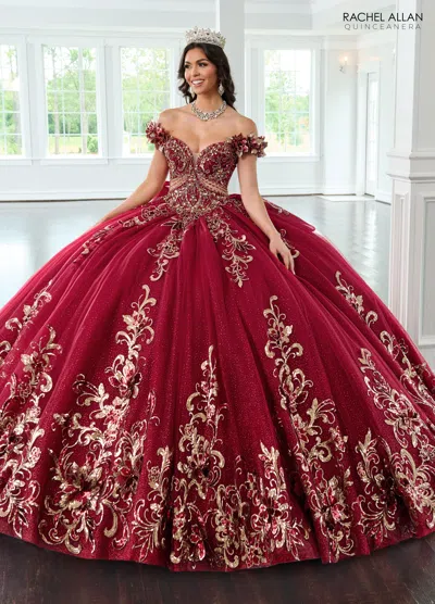 Rachel Allan Rq3145 Long Ball Gown Beaded Quinceanera Dress In Red