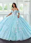 Rachel Allan Rq3149 Long Ball Gown Beaded Quinceanera Dress In Blue