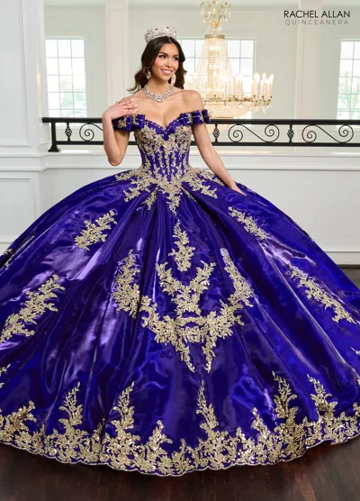 Rachel Allan Rq3151 Beaded Ball Gown Long Quinceanera Dress In Blue