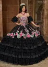 Rachel Allan Rq5002 Long Quinceanera Detachable Sleeve Ball Gown In Black