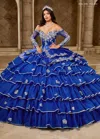 Rachel Allan Rq5012 Long Ball Gown Ruffle Quinceanera Dress In Blue