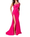 Rachel Allan Ruched Bodice With Mesh Prom Dress In Hot Pink In Pink