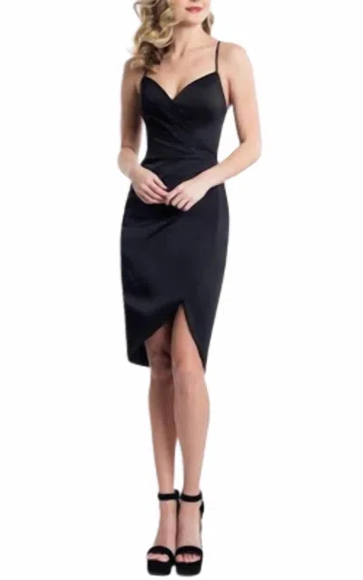 Rachel Allan Satin Cocktail Dress In Black