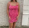 Rachel Allan Scoopneck Mini Dress In Fuchsia Pink In Multi