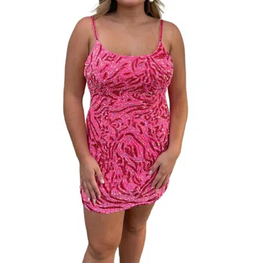 Rachel Allan Scoopneck Mini Dress In Fuchsia Pink In Multi