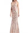 Rachel Allan Sequin Prom Dress With Cutouts In Rose Gold In Pink
