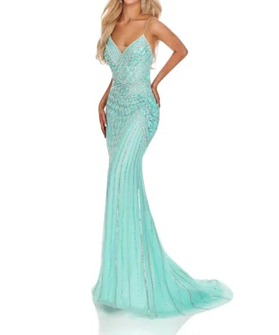Rachel Allan Sexy Back Prom Dress In Aqua In Blue