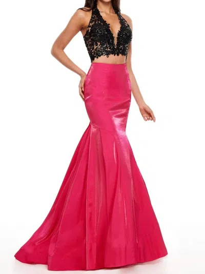 Rachel Allan Sleeveless Gown In Pink/black
