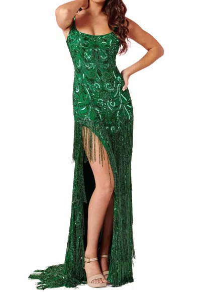 Rachel Allan Sleeveless Scoop Neck Prom Dress In Emerald In Green