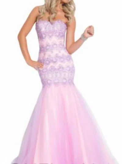Rachel Allan Strapless Fit And Flare Gown In Pink/lilac In Purple