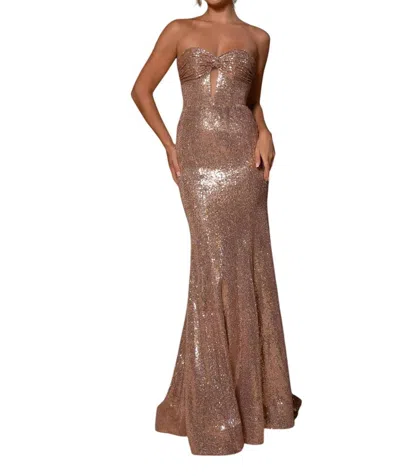 Rachel Allan Strapless Sweetheart Prom Dress In Champagne In Brown