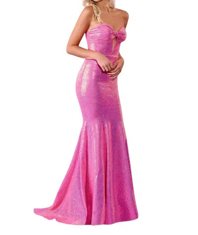 Rachel Allan Strapless Sweetheart Prom Dress In Hot Pink