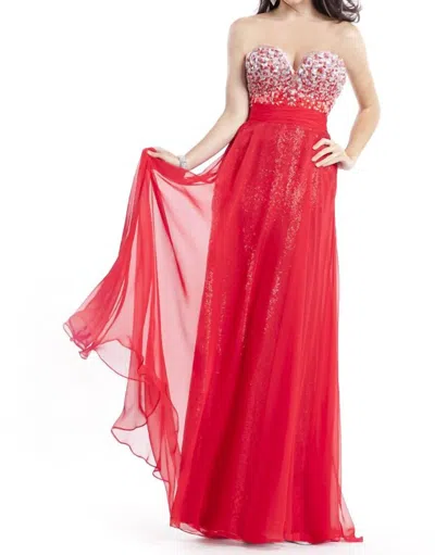 Rachel Allan Strapless Sweetheart Sequin Gown In Red