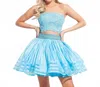 Rachel Allan Strapless Two-piece Homecoming Dress In Aqua Blue In Blue