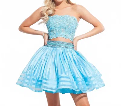 Rachel Allan Strapless Two-piece Homecoming Dress In Aqua Blue