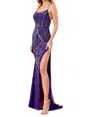 Rachel Allan Stretch Tulle Sexy Back Prom Dress In Purple In Purple
