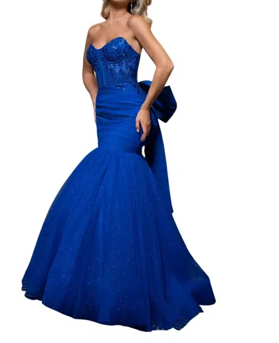 Rachel Allan Sweetheart Off Shoulder Prom Dress In Royal In Blue