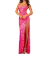 Rachel Allan Swirl Motif Prom Dress In Hot Pink In Pink