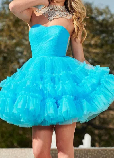 Rachel Allan The Priscilla Dress: Short Formal Dress In Turquoise In Blue