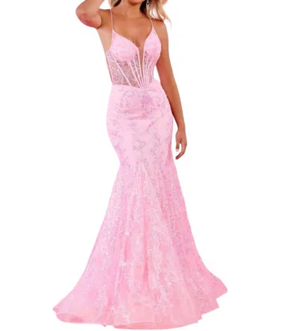 Rachel Allan The Shannon Gown: Long Formal Prom Dress In Light Pink