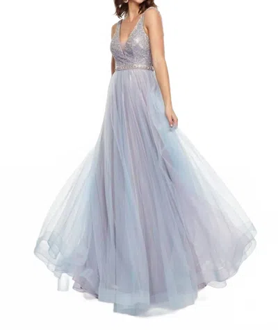 Rachel Allan Tulle A-line Prom Gown With Ab Stones In Lilac/powder Blue