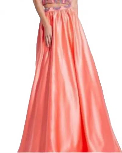 Rachel Allan Two Piece Beaded Dress In Coral In Pink