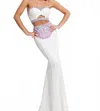 Rachel Allan Two-piece Beaded Lace Prom Gown In White In Neutral