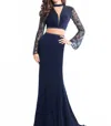 Rachel Allan Two-piece Jersey Evening Gown In Navy In Blue