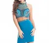 Rachel Allan Two-piece Jersey Homecoming Dress In Teal In Blue