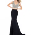 Rachel Allan Two-piece Jersey Prom Dress In Black In Black