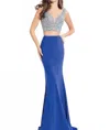 Rachel Allan Two-piece Jersey Prom Dress In Royal In Blue