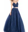 Rachel Allan Two-piece Lace Sparkle Tulle Ball Gown In Navy In Blue