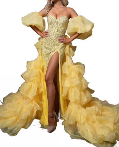 Rachel Allan Two Piece Organza Gown In Yellow