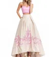 Rachel Allan Two-piece Strapless Mikado Prom Gown In Pink/nude In Multi