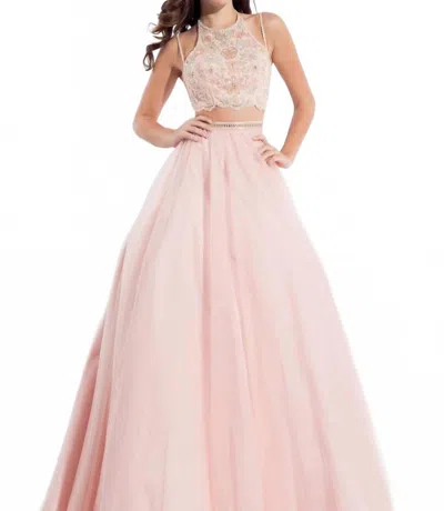 Rachel Allan Two-piece Strappy Tulle Prom Dress In Blush In Pink