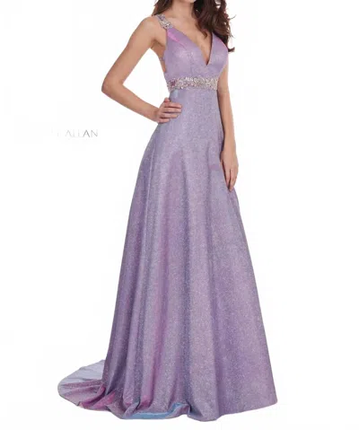 Rachel Allan V-neck Sleeveless Gown In Lilac In Blue