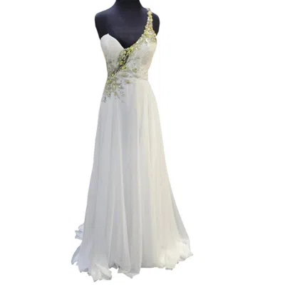 Rachel Allan Women's One Shoulder Jeweled Strap Gown In White