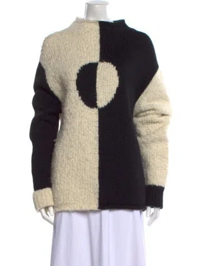Pre-owned Rachel Antonoff Alpaca Colorblock Pattern Sweater In Neutral
